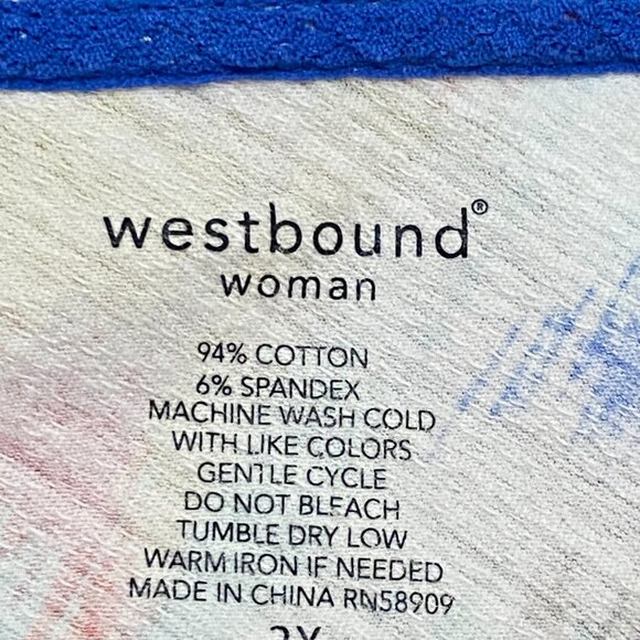 NEW Westbound Sz 2X Womens Knit Tunic 3/4 Sleeve Multicolor Abstract Cotton - Picture 7 of 7